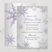 Paarse Winter Wonderland Kerstfeest 4 Kaart (Voorkant / Achterkant)