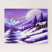 Paarse Winter Wonderland Legpuzzel (Horizontaal)