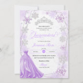 Paarse Winter Wonderland Sneeuwvlok Quinceanera Kaart (Voorkant)