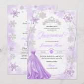 Paarse Winter Wonderland Sneeuwvlok Quinceanera Kaart (Voorkant / Achterkant)