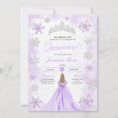 Paarse Winter Wonderland Sneeuwvlok Quinceanera Kaart (Voorkant)