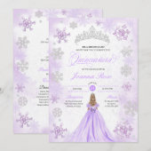 Paarse Winter Wonderland Sneeuwvlok Quinceanera Kaart (Voorkant / Achterkant)