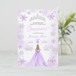 Paarse Winter Wonderland Sneeuwvlok Quinceanera Kaart