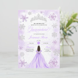 Paarse Winter Wonderland Sneeuwvlok Quinceanera Kaart