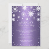 Paarse Winter Wonderland Sweet 16 Kaart (Voorkant)
