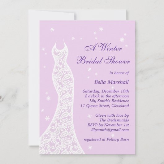  Paarse Winterbridal — Uitnodiging (Voorkant)