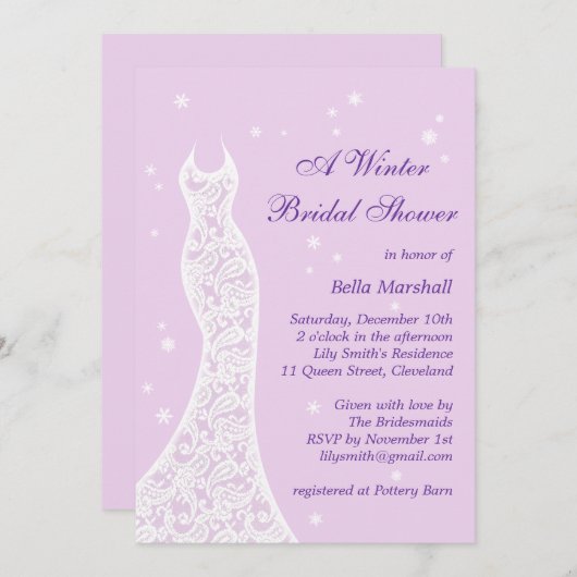  Paarse Winterbridal — Uitnodiging (Voorkant / Achterkant)