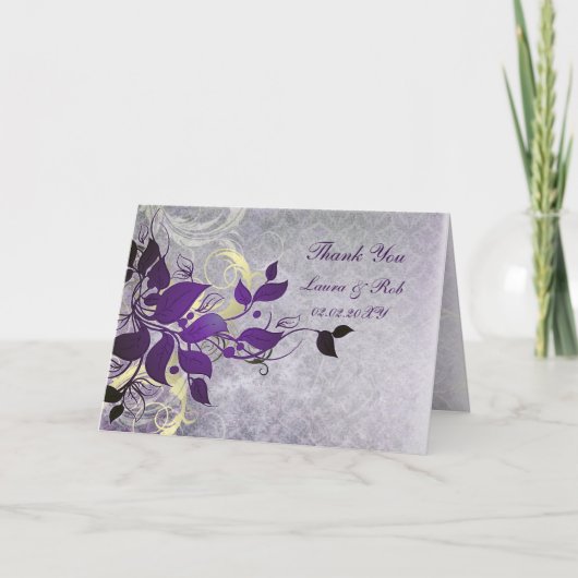 paarse winterbruiloft Hartelijk dank Bedankkaart (Voorkant)