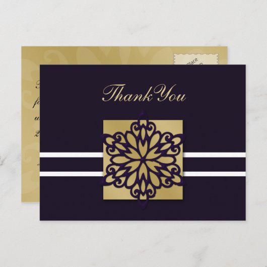 paarse winterbruiloft Hartelijk dank Briefkaart (Voorkant / Achterkant)