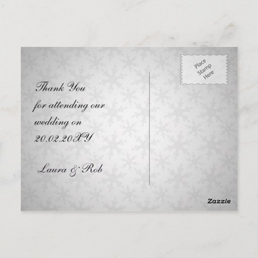 paarse winterbruiloft Hartelijk dank Briefkaart (Achterkant)