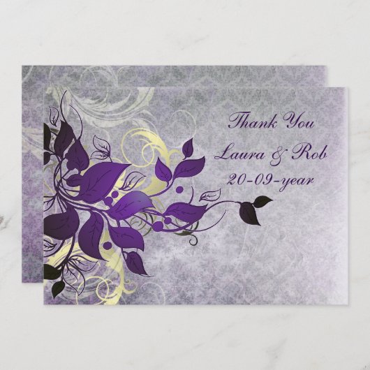 paarse winterbruiloft Hartelijk dank Kaart (Voorkant / Achterkant)