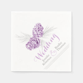 Paarse winterdennenappel kunst trouw papieren serv servetten