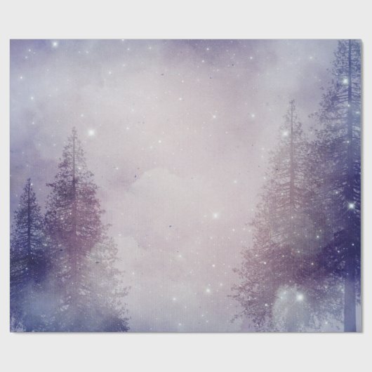 Paarse winterdennenbos cadeaupapier (Vlak)