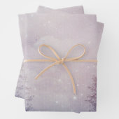 Paarse winterdennenbos inpakpapier vel (In situ)