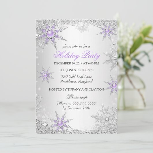 Paarse Winterfeest kerstfeestdag 4 Kaart (Staand voorkant)