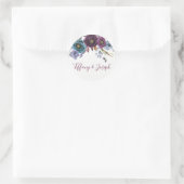 Paarse winterFloral Elegant Wedding Favor Seal Ronde Sticker (Tas)