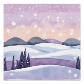 Paarse Winterheuvels Aquarel Perfect Poster (Voorkant)