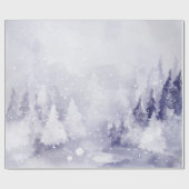 Paarse winterlandschap sneeuw cadeaupapier (Vlak)