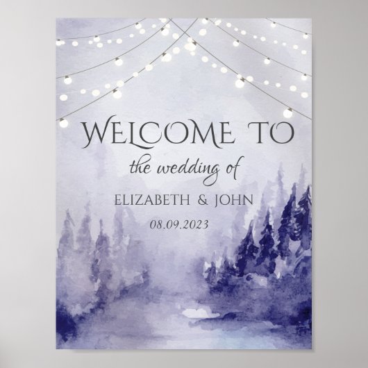 Paarse Winterlandschap Sneeuw Poster (Voorkant)