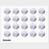 Paarse winterlandschap sneeuw ronde sticker (Vel)