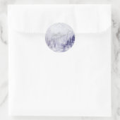 Paarse winterlandschap sneeuw ronde sticker (Tas)