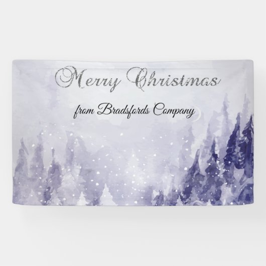 Paarse Winterlandschap Sneeuw Spandoek (Horizontaal)