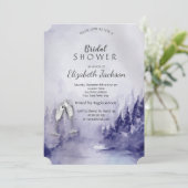 Paarse winterlandschap wijn glas bruids douche kaart (Staand voorkant)