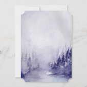 Paarse winterlandschap wijnglas bruidsfeest kaart (Achterkant)