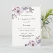 Paarse winterpartij Floral Engagement Party Kaart (Staand voorkant)