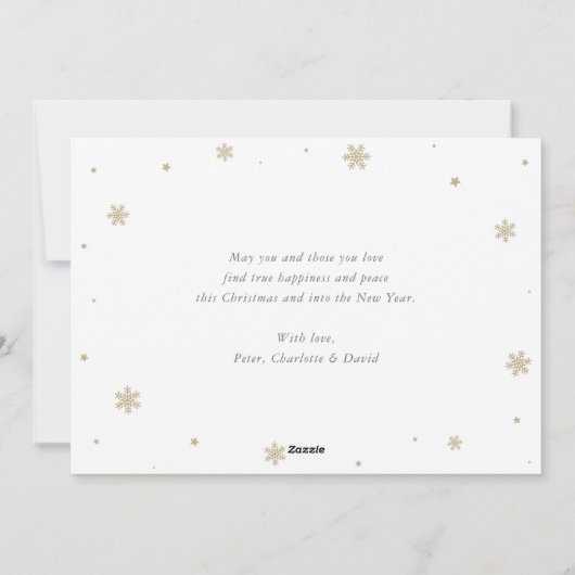 Paarse winterscène rendieren sinterklaas feestdagenkaart (Achterkant)