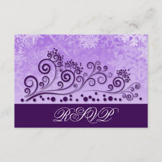 Paarse Wintersnowflake Weddenschap RSVP-kaarten RSVP Kaartje