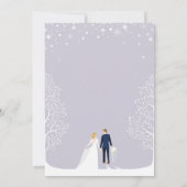 paarse wintertrouwuitnodigingen kaart (Achterkant)