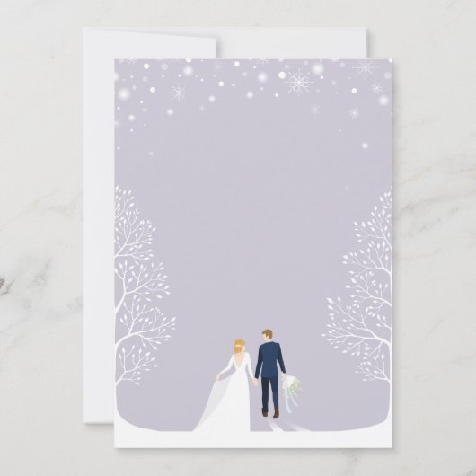 paarse wintertrouwuitnodigingen kaart (Achterkant)