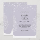 paarse wintertrouwuitnodigingen kaart (Voorkant / Achterkant)
