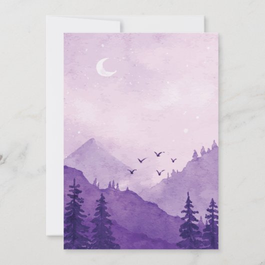 paarse wintertrouwuitnodigingen kaart (Achterkant)