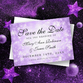 Paarse winterWonderland Elegant Save the Date Aankondigingskaart
