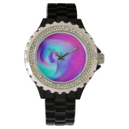 Paarse wirl Design Art Watch voor vrouwen Horloge