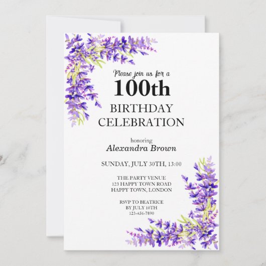 Paarse Wisteria 100e verjaardag fotofeest Kaart (Voorkant)