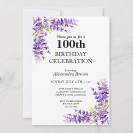 Paarse Wisteria 100ste verjaardag fotofeest Kaart