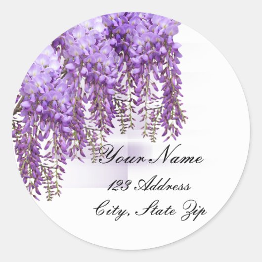 Paarse Wisteria Adres Sticker (Voorkant)