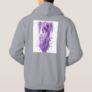 Paarse Wisteria Anime Meisje Kunst Hoodie