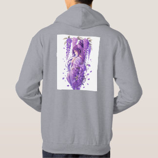 Paarse Wisteria Anime Meisje Kunst Hoodie