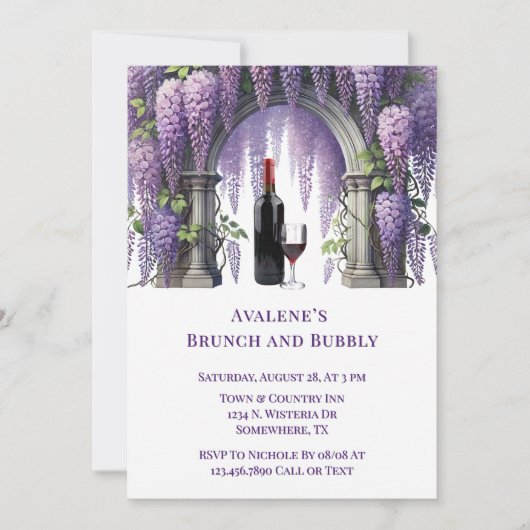  Paarse Wisteria Arch Brunch en Bubbly Kaart (Voorkant)