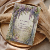 Paarse Wisteria Art Nouveau bruiloft Kaart