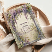 Paarse Wisteria Art Nouveau bruiloft Kaart