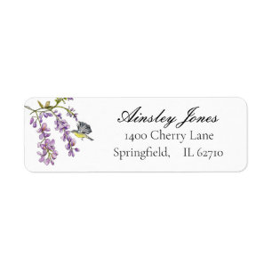 Paarse Wisteria bloem waterverf Etiket