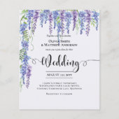 Paarse Wisteria Bloemen Bloemrijke Kanten Bruiloft (Voorkant)