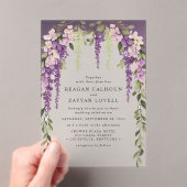 Paarse Wisteria Bloemen Groen Modern Bruiloft Acryl Uitnodigingen (Insitu (Draagbaar))