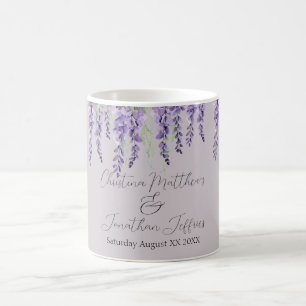 Paarse Wisteria Bloemen op Elegante Lavendel Koffiemok