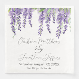 Paarse Wisteria Bloemen op Witte Elegante Servet